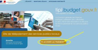 Page d'accueil du paiement par TIPI